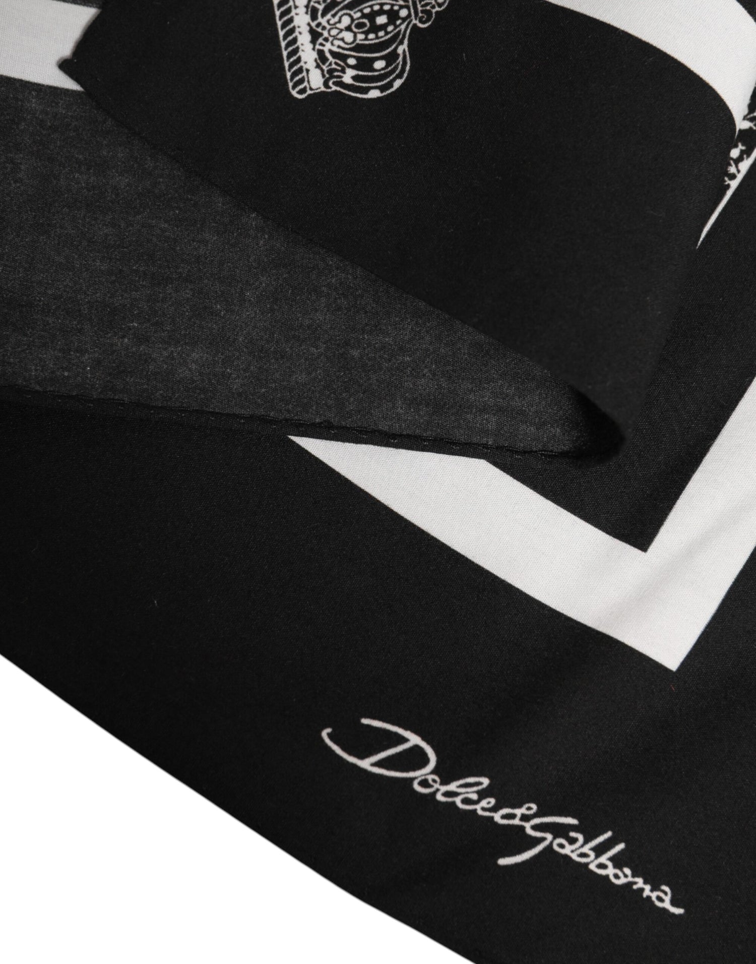 Dolce &amp; Gabbana Black White Printed Square Foulard Scarf