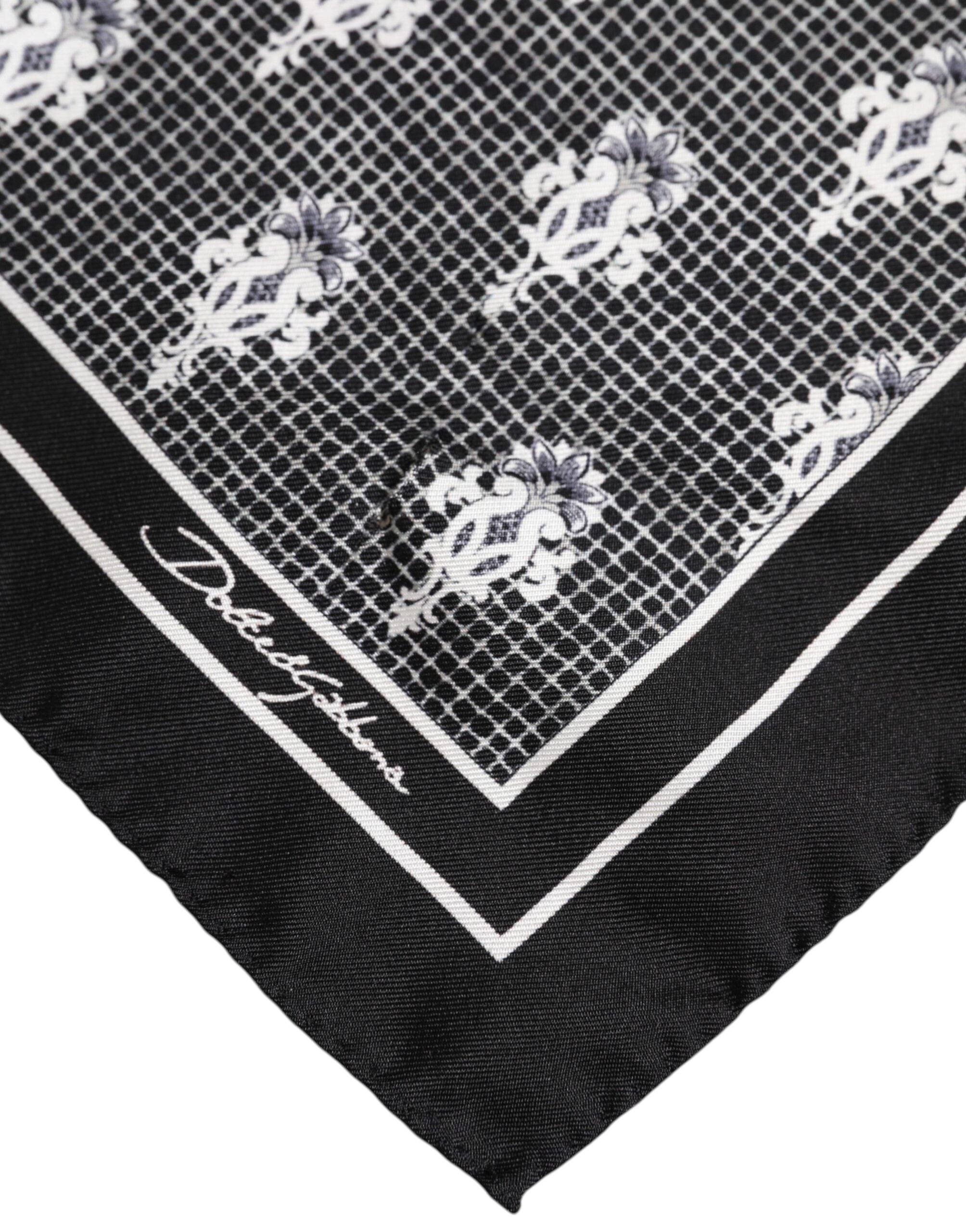 Dolce &amp;amp; Gabbana Svartvit Mönstrad Fyrkantig Foulard Halsduk