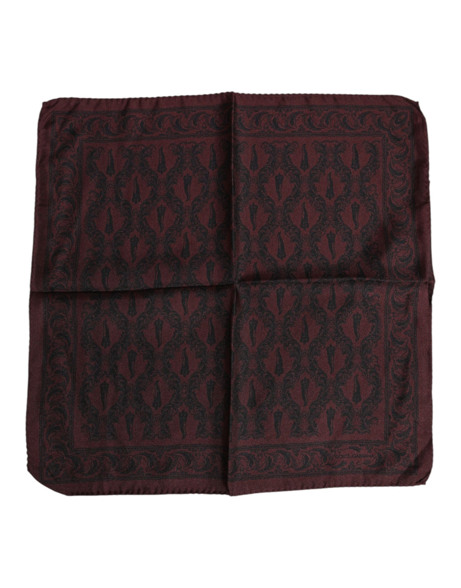Dolce &amp; Gabbana Maroon Black Printed Square Men Foulard Scarf