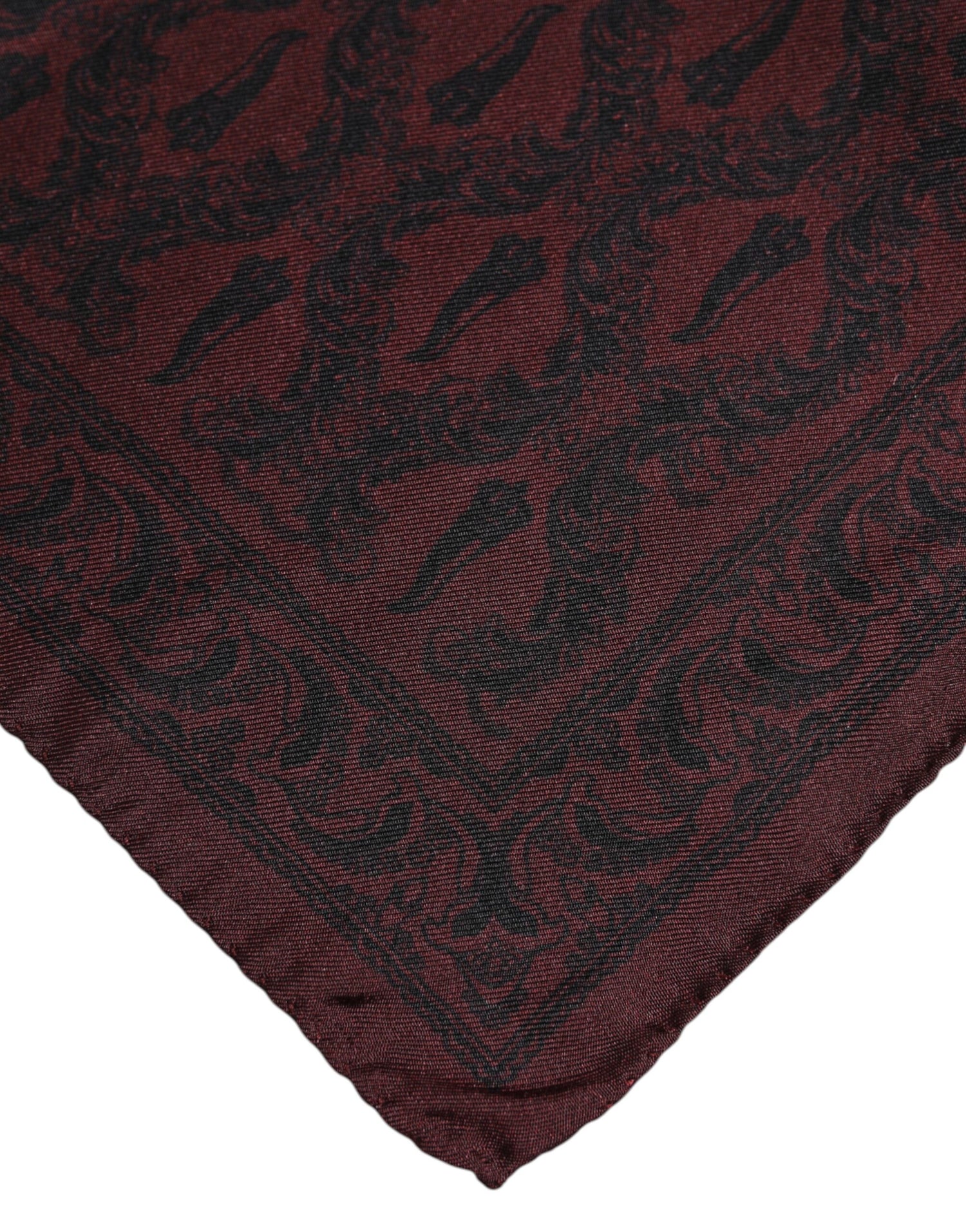 Dolce &amp; Gabbana Maroon Black Printed Square Men Foulard Scarf