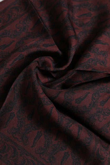 Dolce &amp; Gabbana Maroon Black Printed Square Men Foulard Scarf
