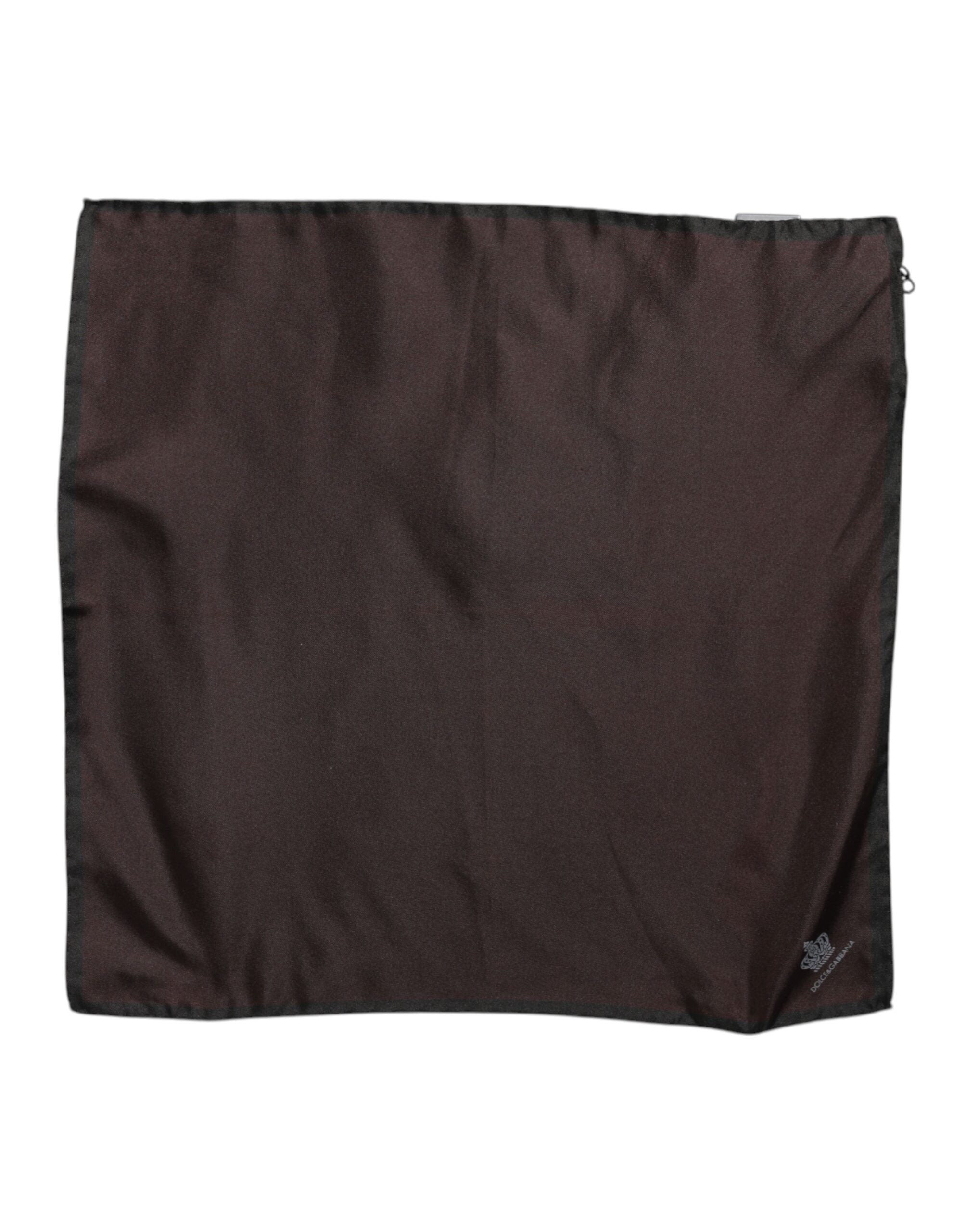 Dolce &amp;amp; Gabbana Brun DG Crown Siden Fyrkantig Herr Foulard Halsduk