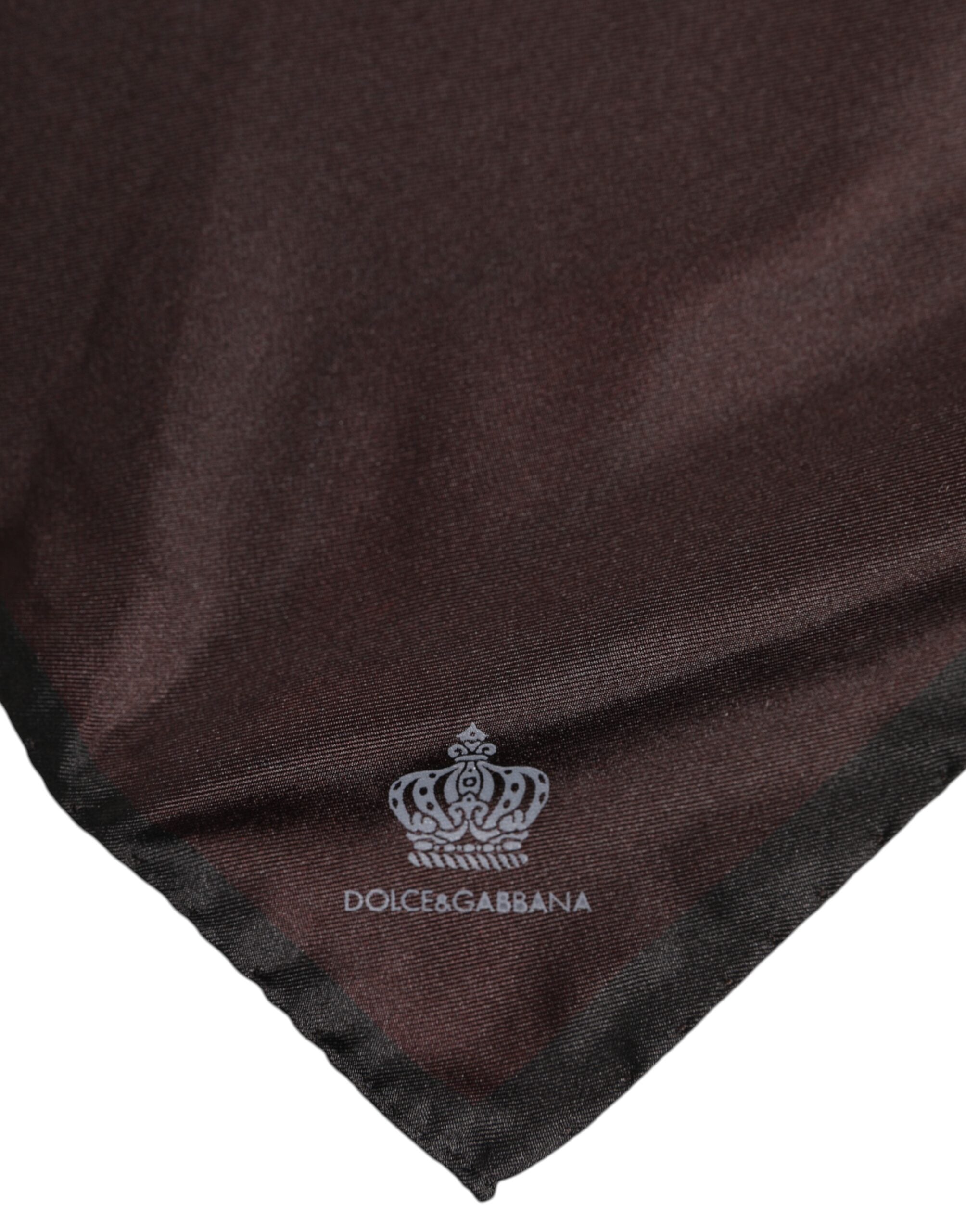 Dolce &amp;amp; Gabbana Brun DG Crown Siden Fyrkantig Herr Foulard Halsduk