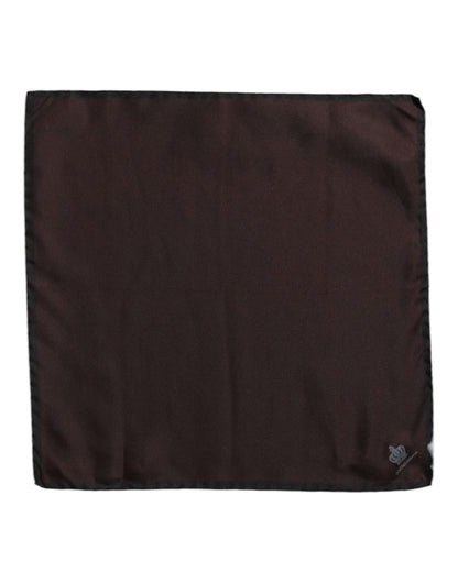 Dolce &amp; Gabbana Brown DG Crown Silk Square Men Foulard Scarf