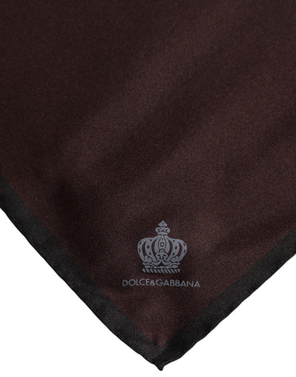Dolce &amp; Gabbana Brown DG Crown Silk Square Men Foulard Scarf