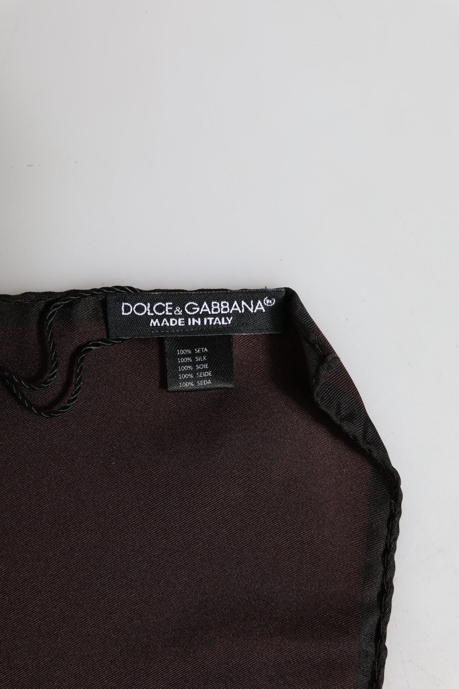 Dolce &amp; Gabbana Brown DG Crown Silk Square Men Foulard Scarf