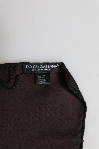 Dolce &amp; Gabbana Brown DG Crown Silk Square Men Foulard Scarf