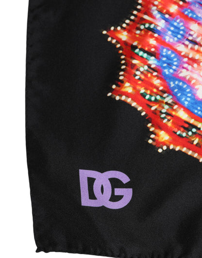 Dolce &amp;amp; Gabbana Svart Flerfärgad Mönstrad Fyrkantig Halsduk