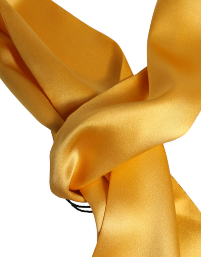 Dolce &amp; Gabbana Yellow Satin Silk Skinny Foulard Wrap Scarf