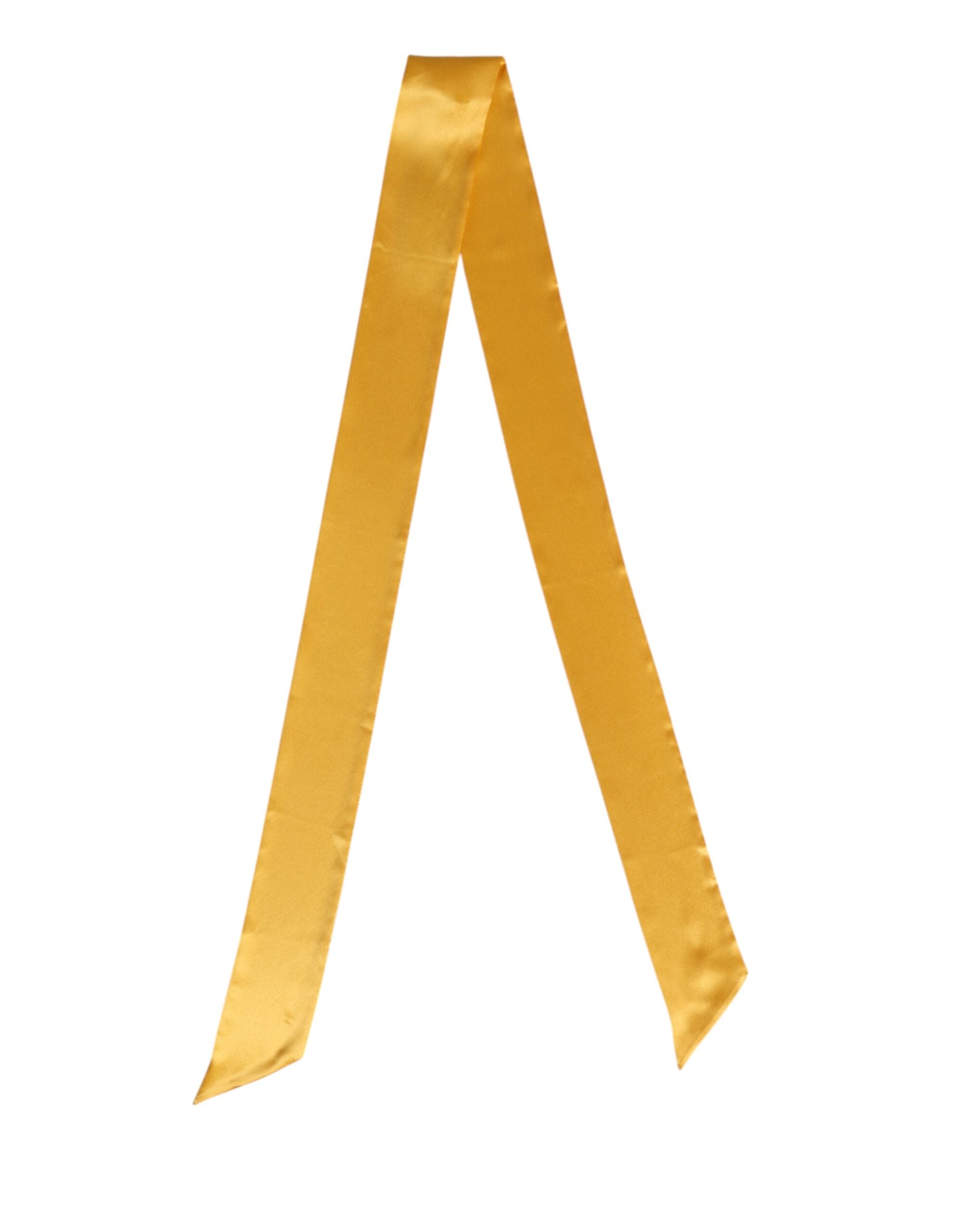 Dolce &amp; Gabbana Yellow Satin Silk Skinny Foulard Wrap Scarf