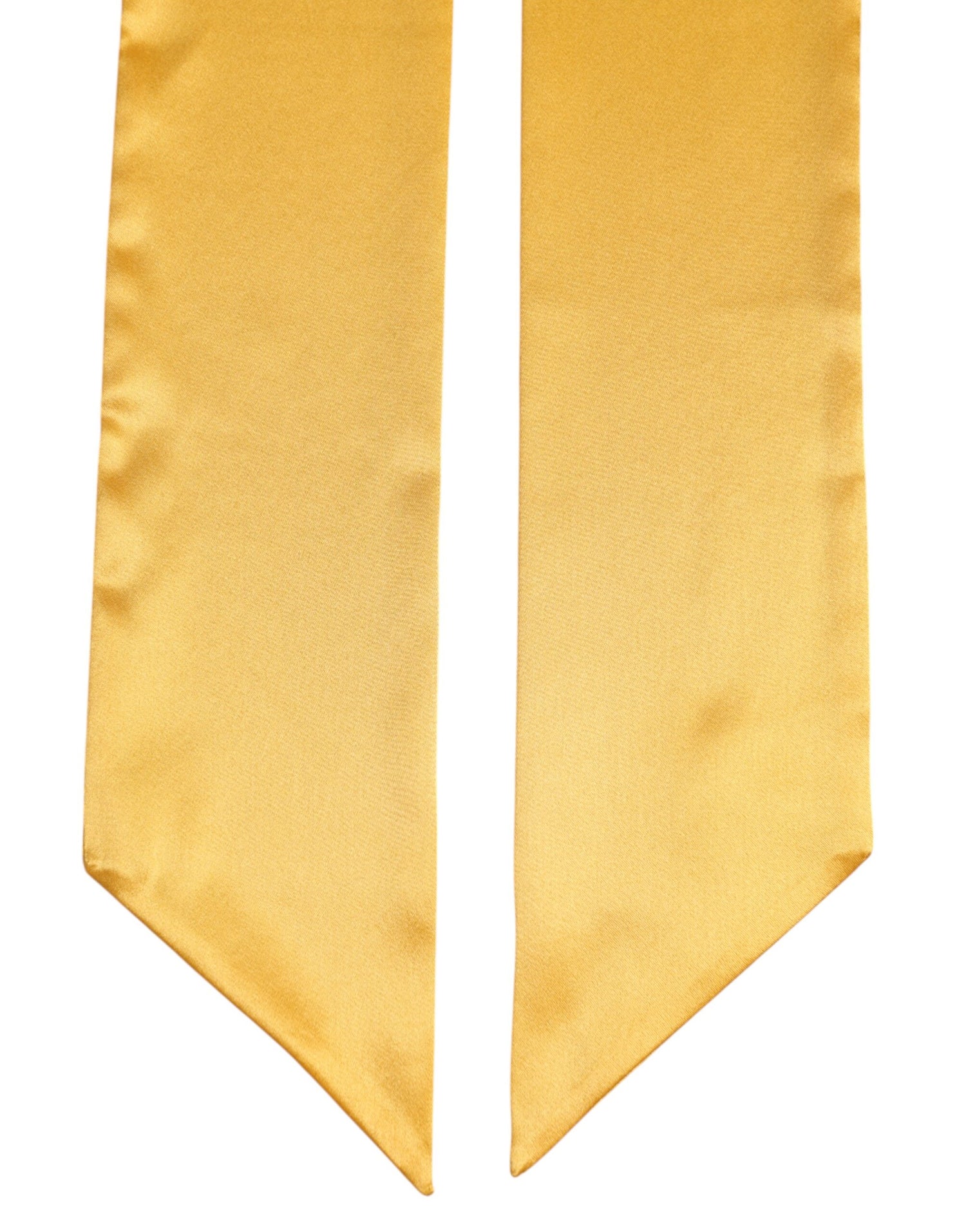 Dolce &amp; Gabbana Yellow Satin Silk Skinny Foulard Wrap Scarf