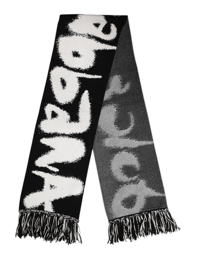 Dolce &amp; Gabbana Black Logo Neck Warmer Wrap Men Shawl Scarf