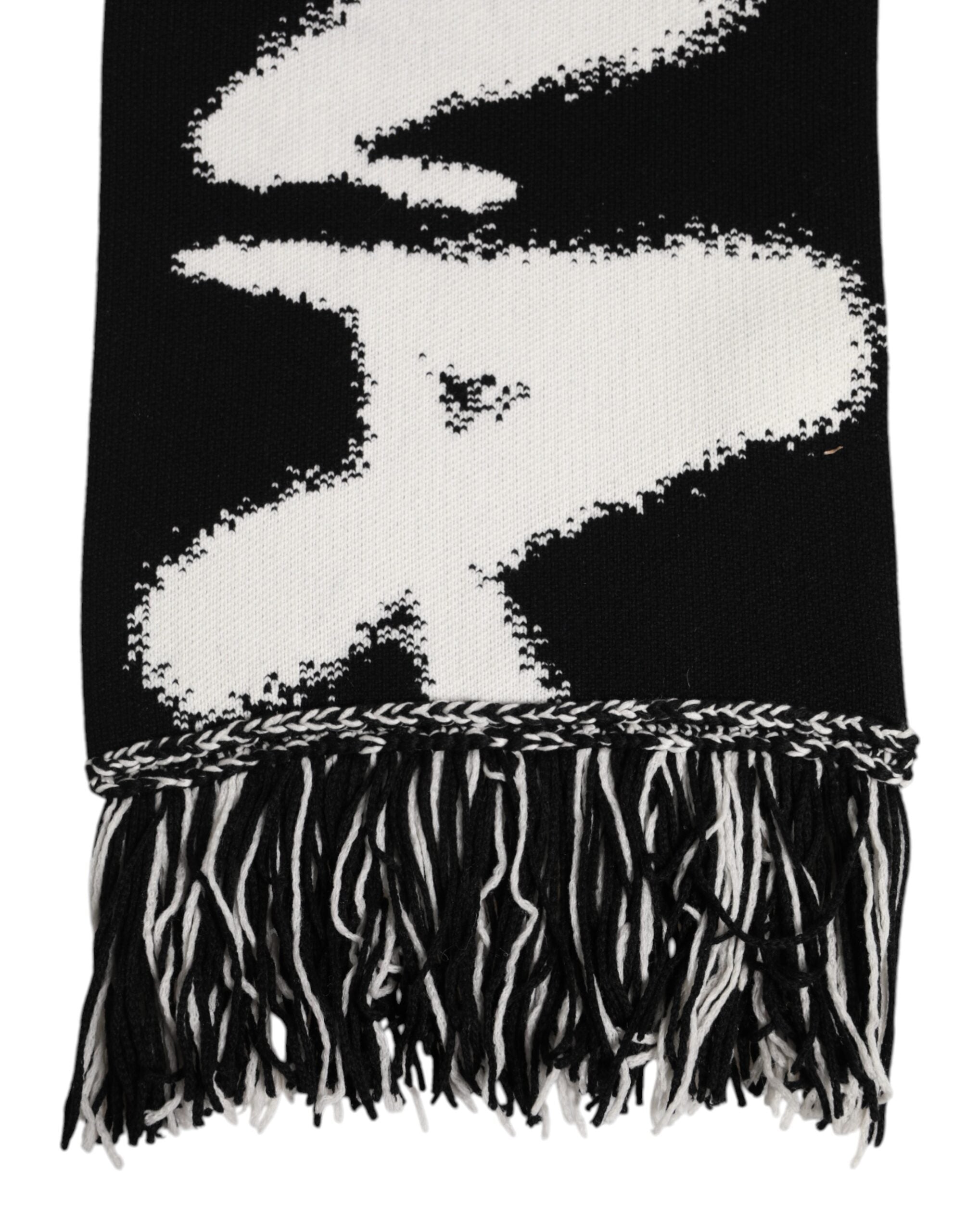 Dolce &amp; Gabbana Black Logo Neck Warmer Wrap Men Shawl Scarf