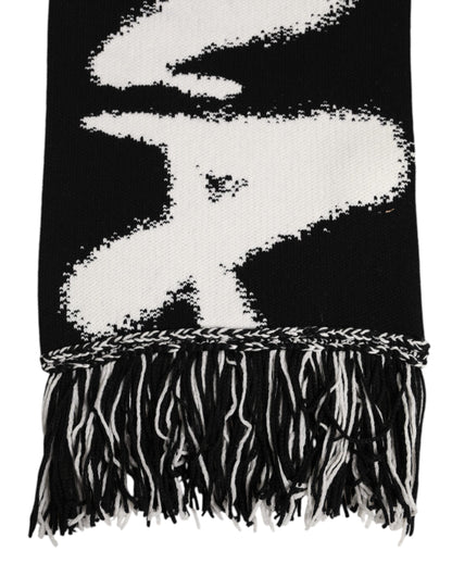 Dolce &amp; Gabbana Black Logo Neck Warmer Wrap Men Shawl Scarf