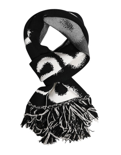 Dolce &amp; Gabbana Black Logo Neck Warmer Wrap Men Shawl Scarf
