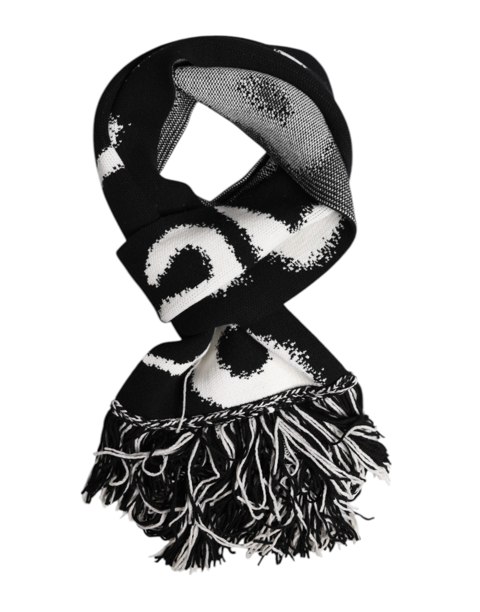 Dolce &amp; Gabbana Black Logo Neck Warmer Wrap Men Shawl Scarf