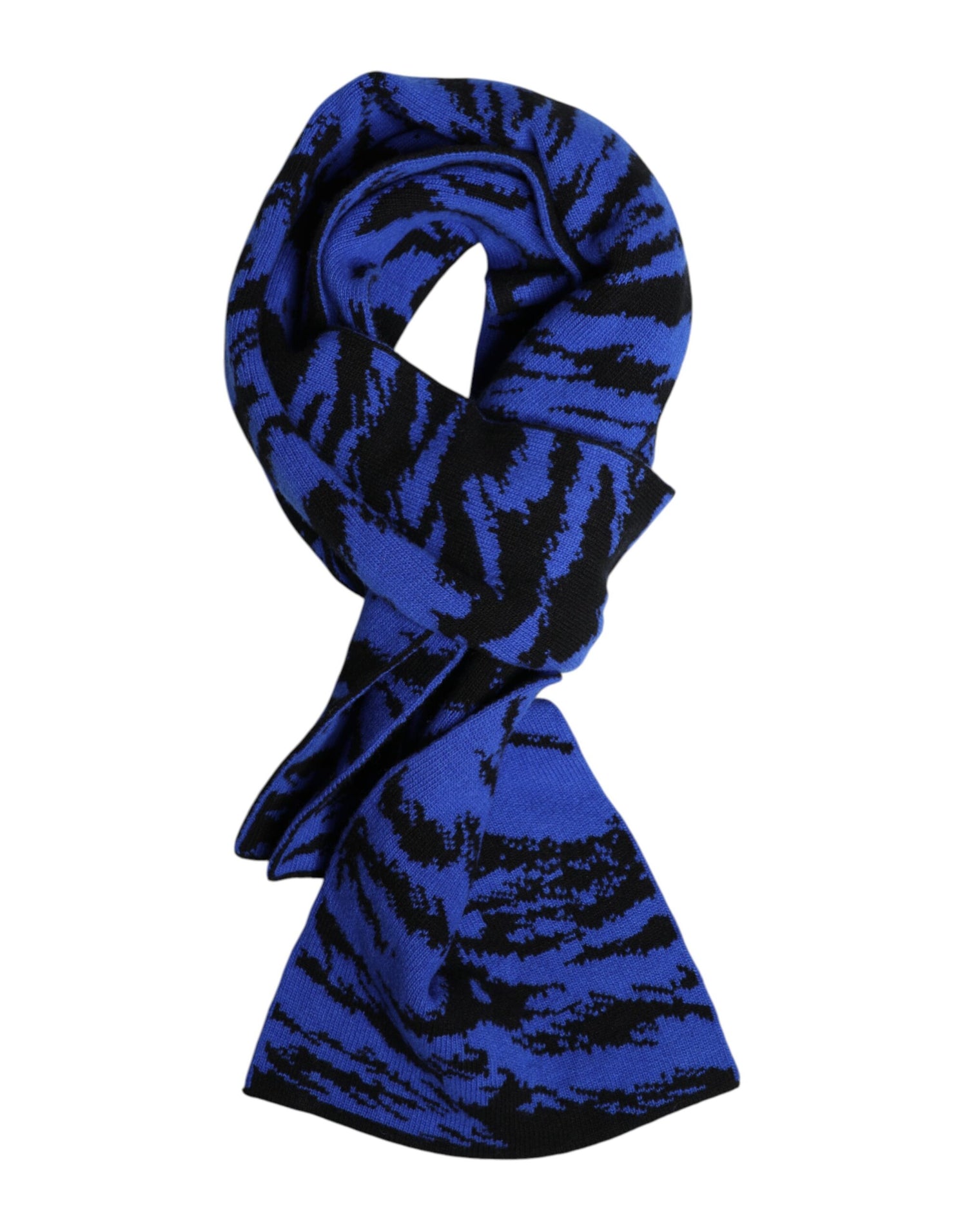 Dolce &amp; Gabbana Blue Black Logo Neck Warmer Wrap Shawl Scarf