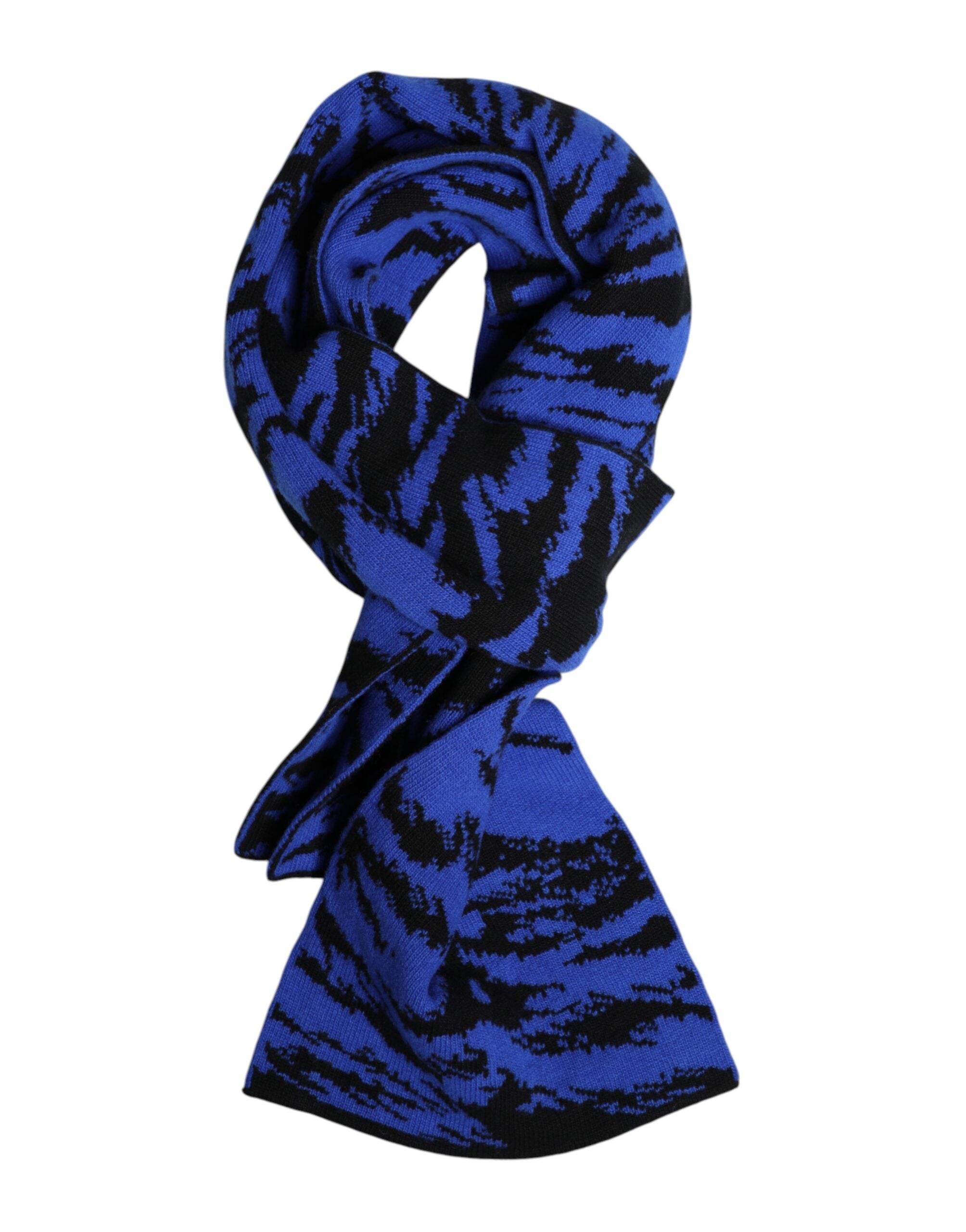 Dolce &amp; Gabbana Blue Black Logo Neck Warmer Wrap Shawl Scarf