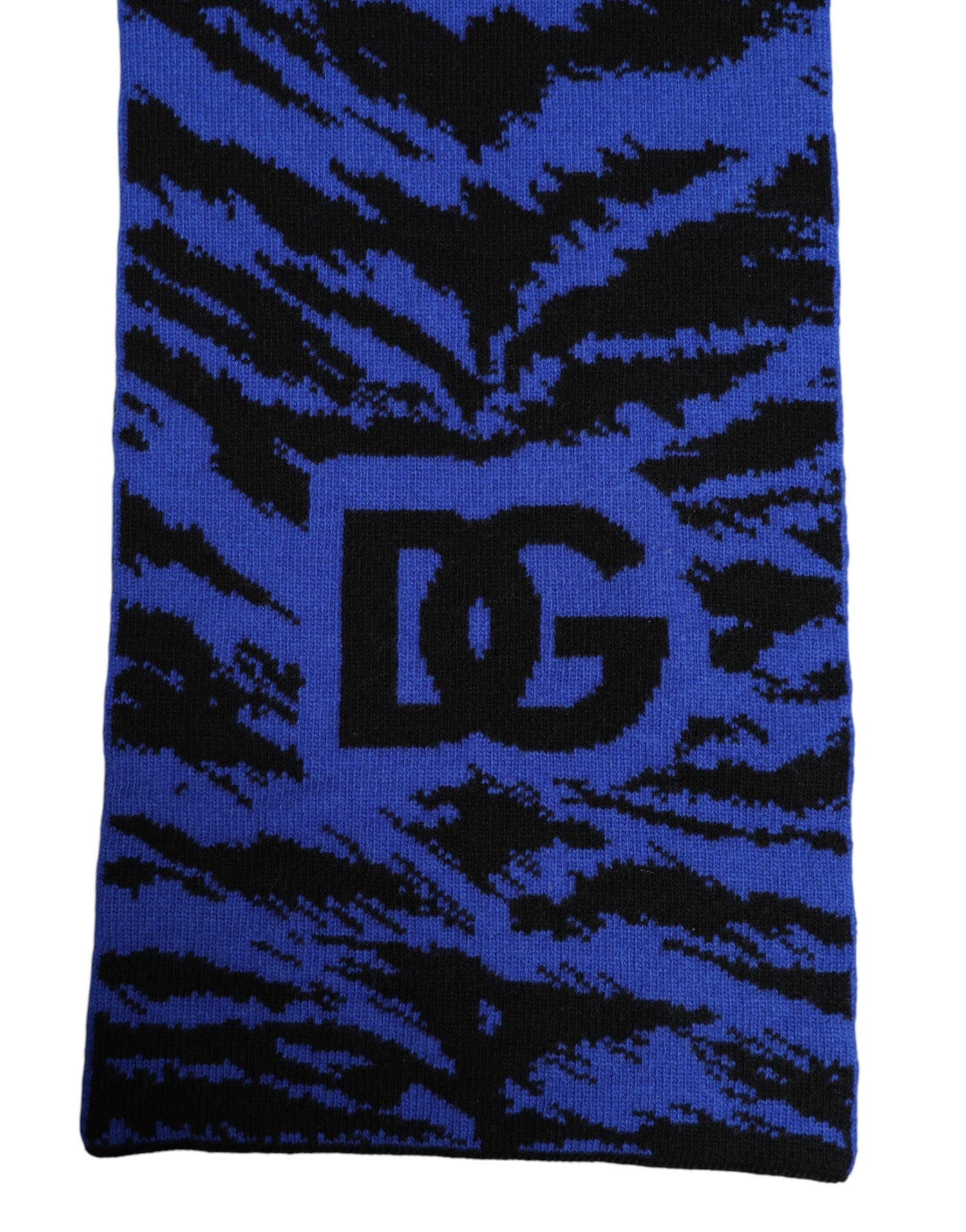 Dolce &amp; Gabbana Blue Black Logo Neck Warmer Wrap Shawl Scarf