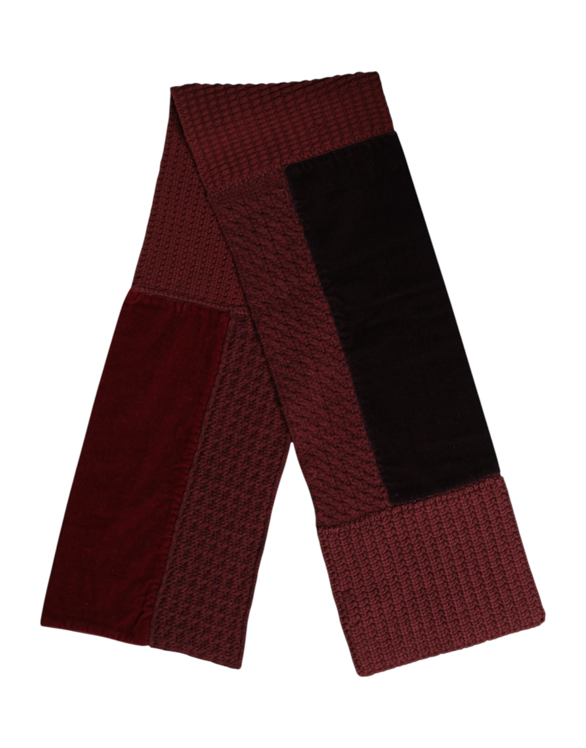 Dolce &amp; Gabbana Maroon Black Neck Warmer Wrap Shawl Scarf