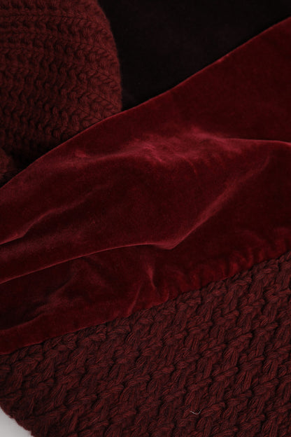 Dolce &amp; Gabbana Maroon Black Neck Warmer Wrap Shawl Scarf