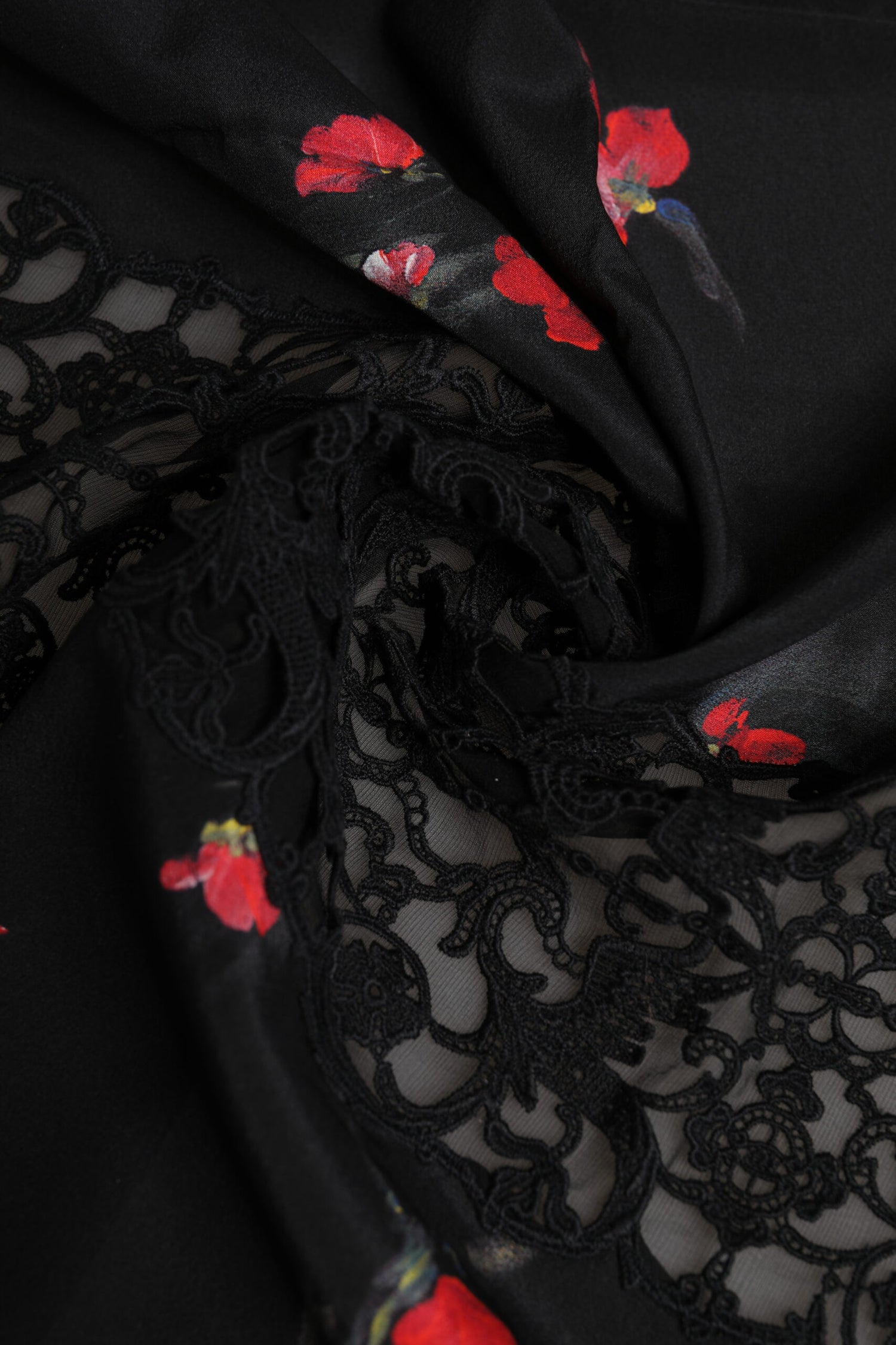 Dolce &amp; Gabbana Black Floral Print Neck Warmer Wrap Scarf