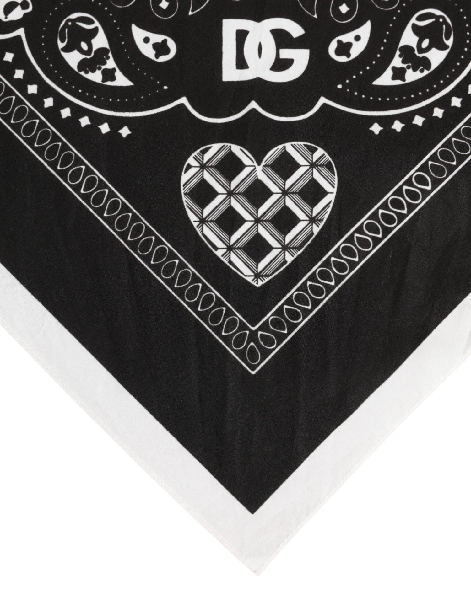 Dolce &amp; Gabbana Black White Bandana Square Men Foulard Scarf