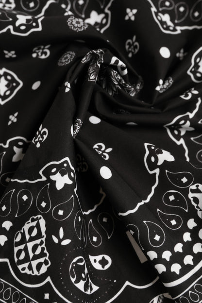Dolce &amp; Gabbana Black White Bandana Square Men Foulard Scarf