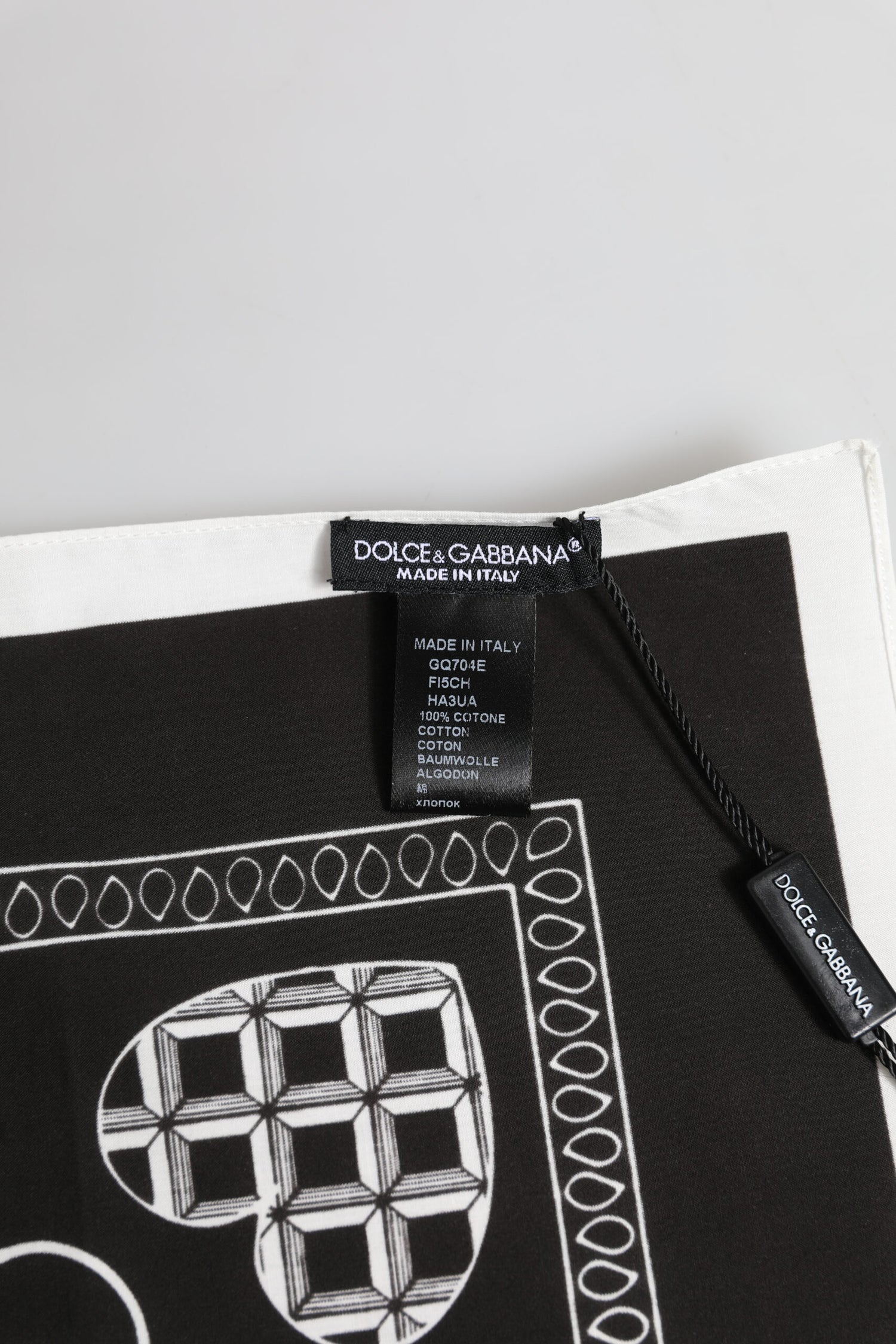 Dolce &amp; Gabbana Black White Bandana Square Men Foulard Scarf