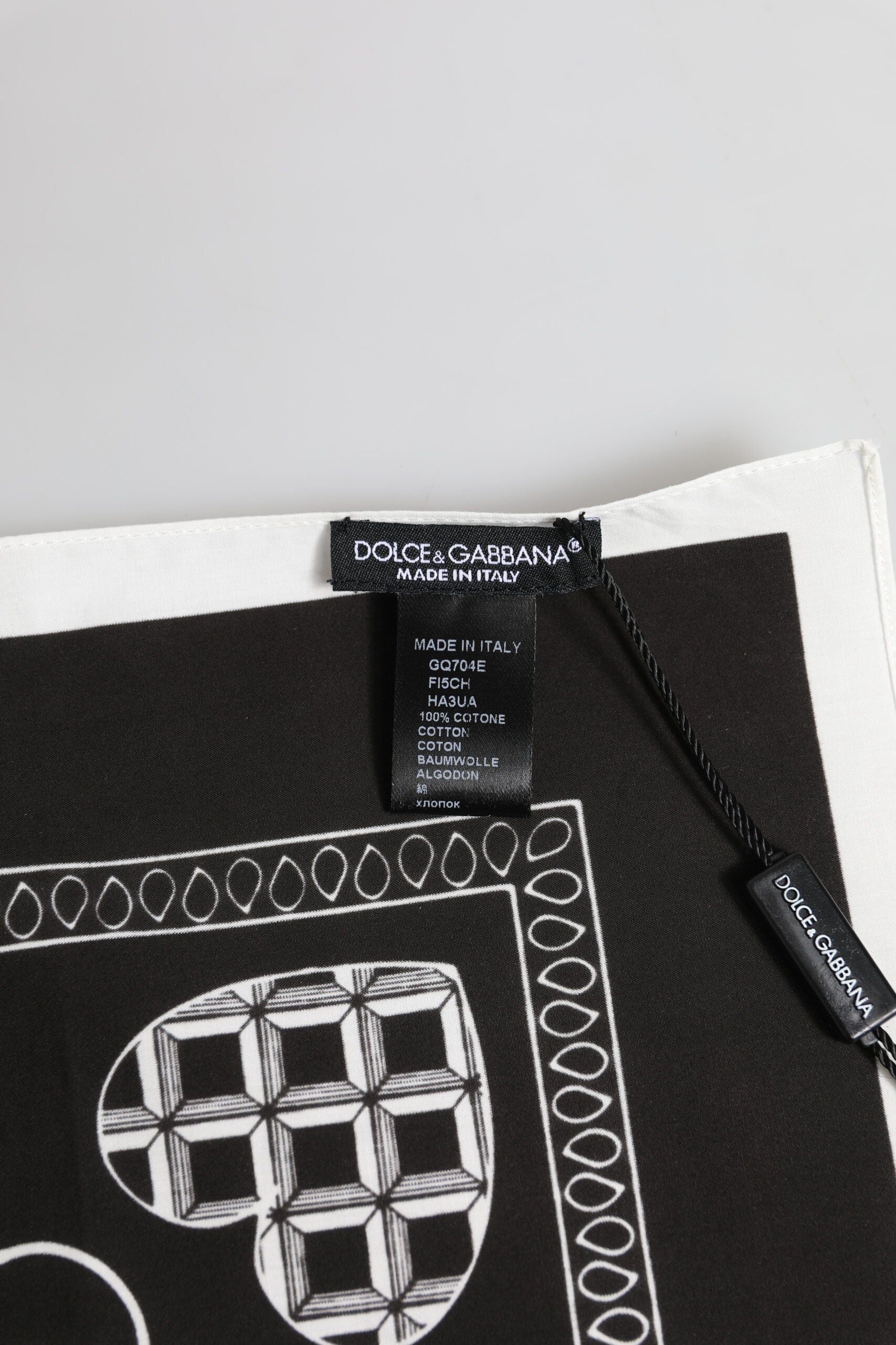 Dolce &amp; Gabbana Black White Bandana Square Men Foulard Scarf