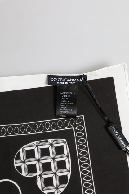Dolce &amp; Gabbana Black White Bandana Square Men Foulard Scarf