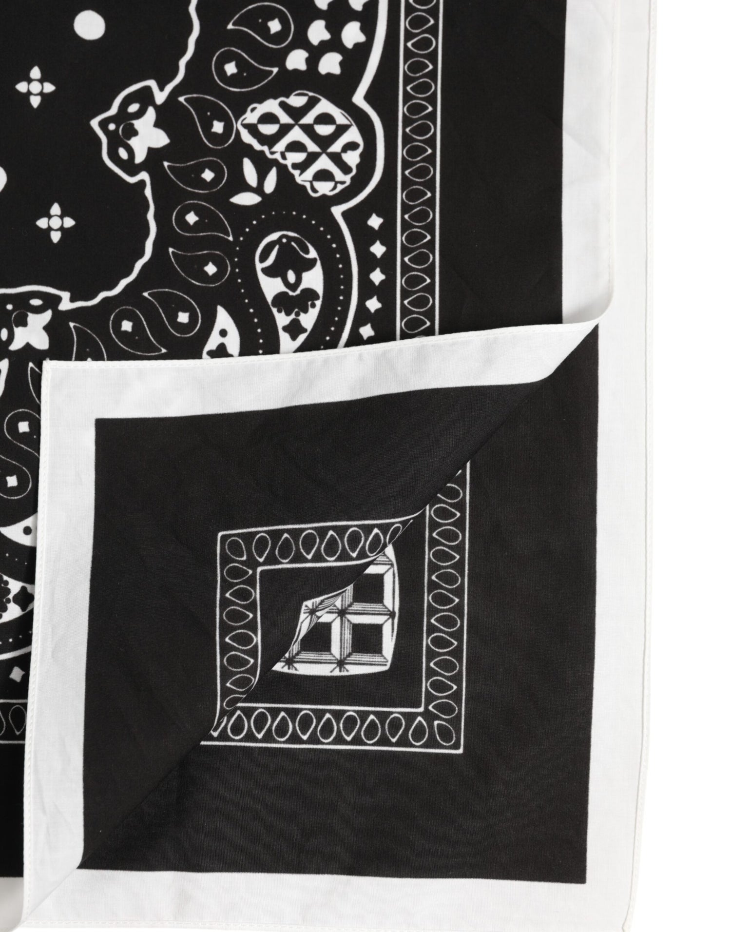 Dolce &amp; Gabbana Black White Bandana Square Men Foulard Scarf
