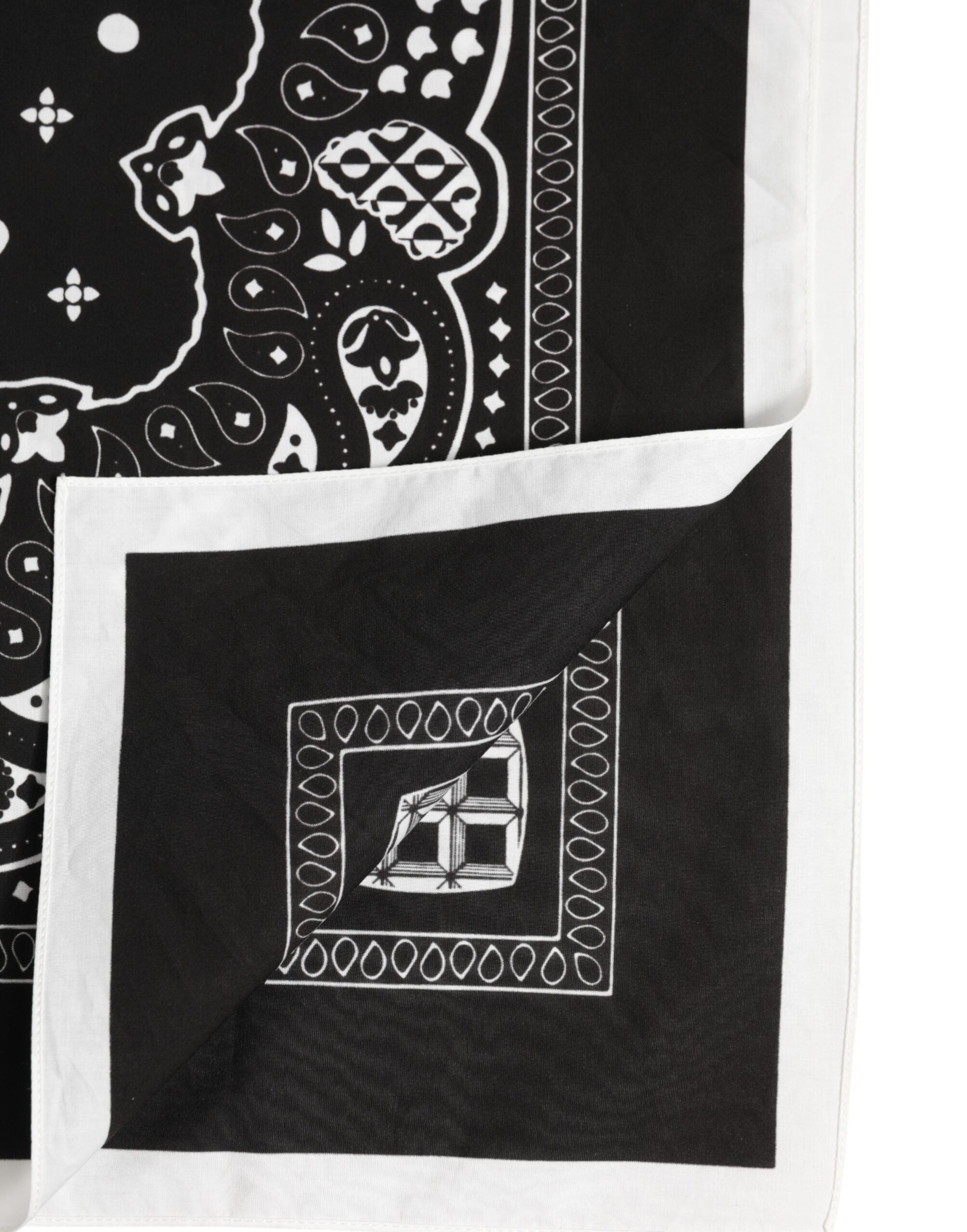 Dolce &amp; Gabbana Black White Bandana Square Men Foulard Scarf