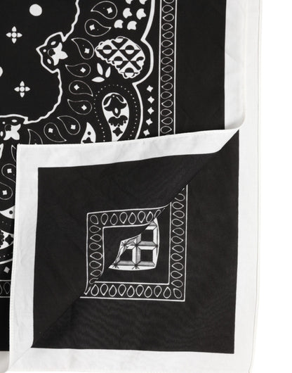 Dolce &amp; Gabbana Black White Bandana Square Men Foulard Scarf