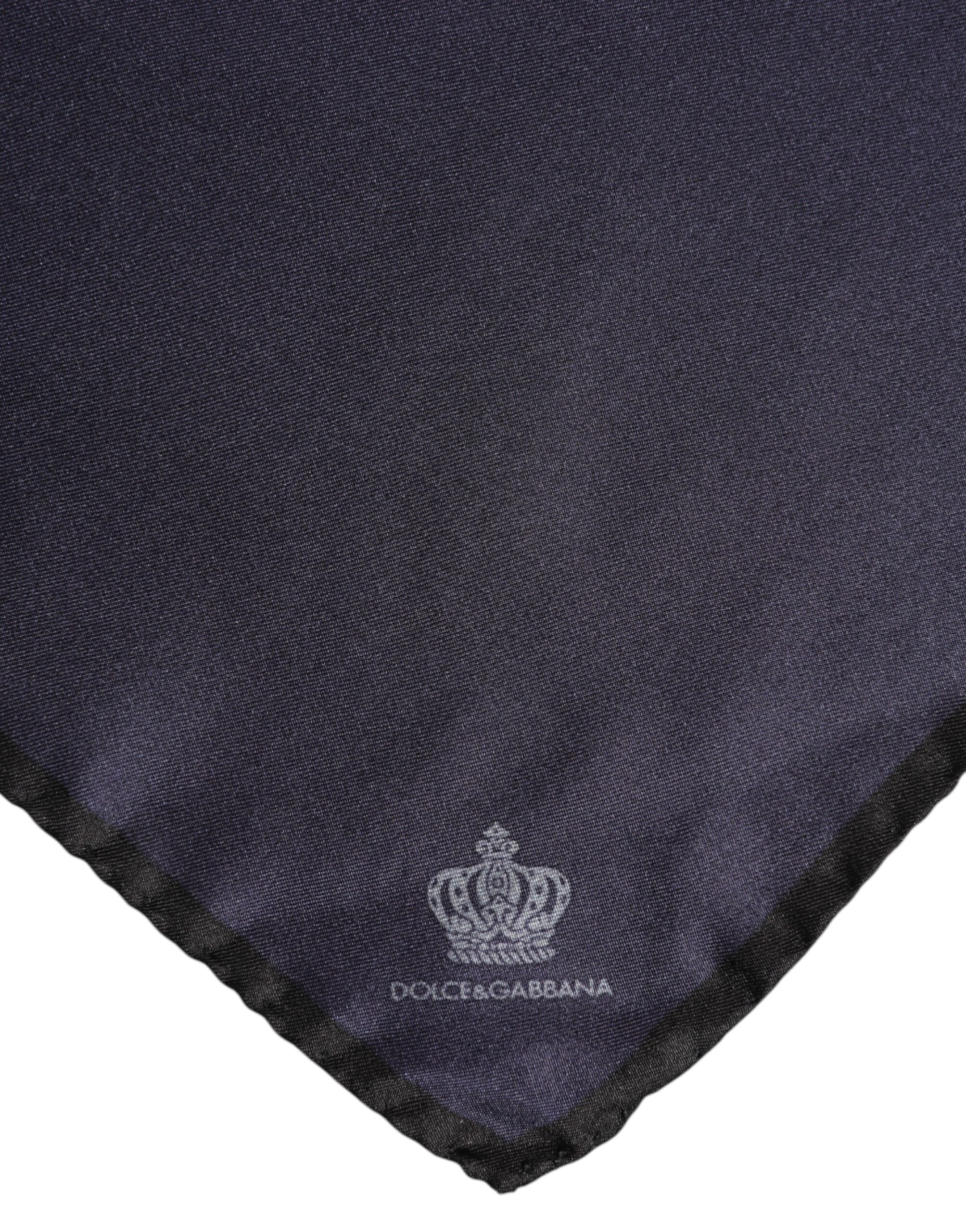 Dolce &amp; Gabbana Blue DG Crown Silk Square Men Foulard Scarf