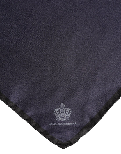 Dolce &amp; Gabbana Blue DG Crown Silk Square Men Foulard Scarf