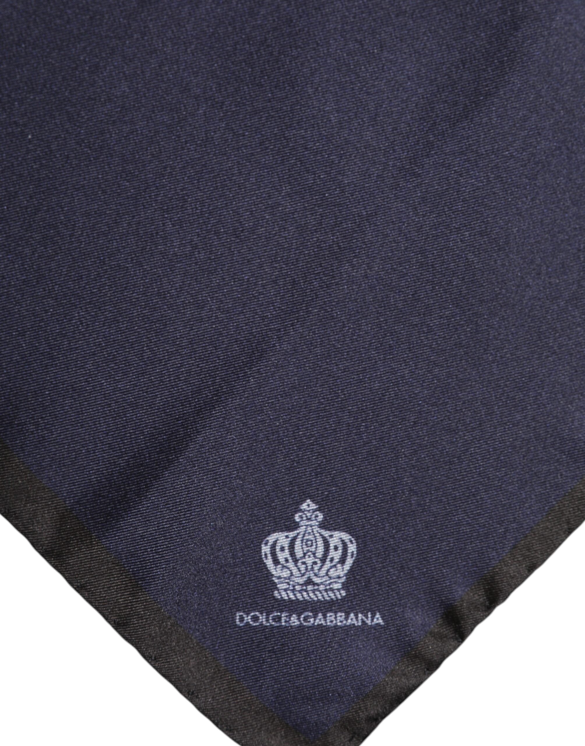 Dolce &amp; Gabbana Blue DG Crown Silk Square Men Foulard Scarf