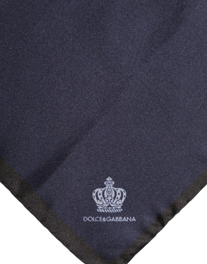 Dolce &amp; Gabbana Blue DG Crown Silk Square Men Foulard Scarf