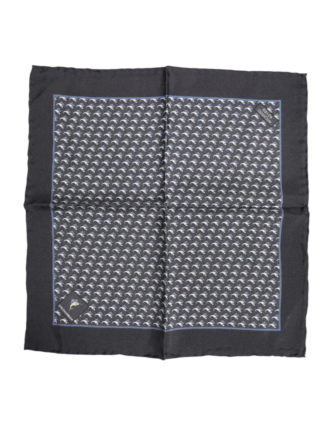 Dolce &amp; Gabbana Black Fish Print Silk Square Men Foulard Scarf