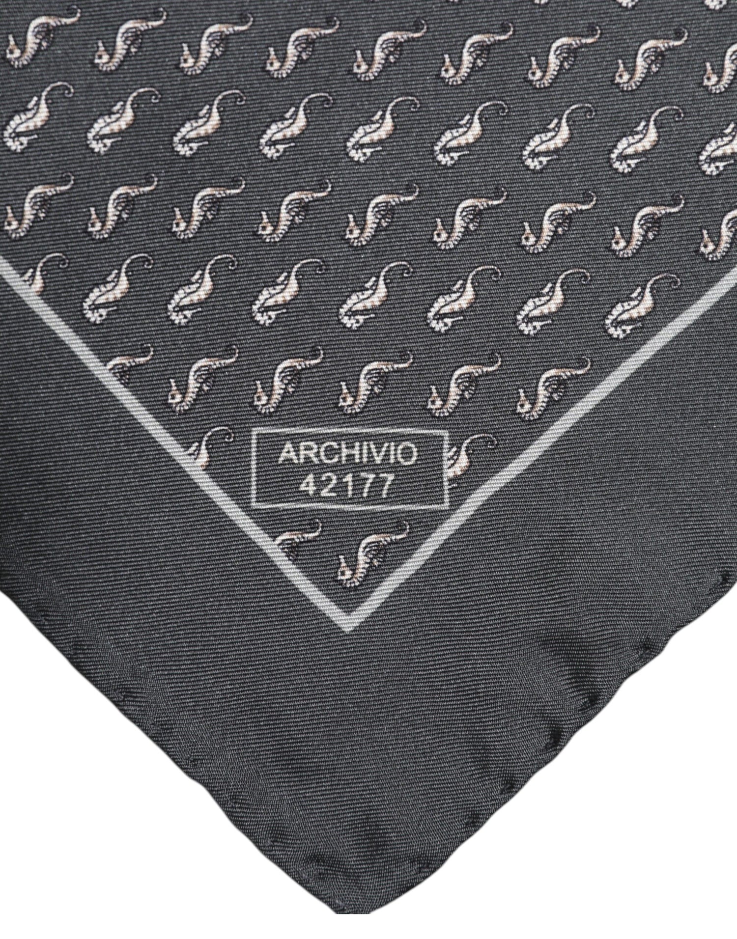 Dolce &amp; Gabbana Black Fish Print Silk Square Men Foulard Scarf