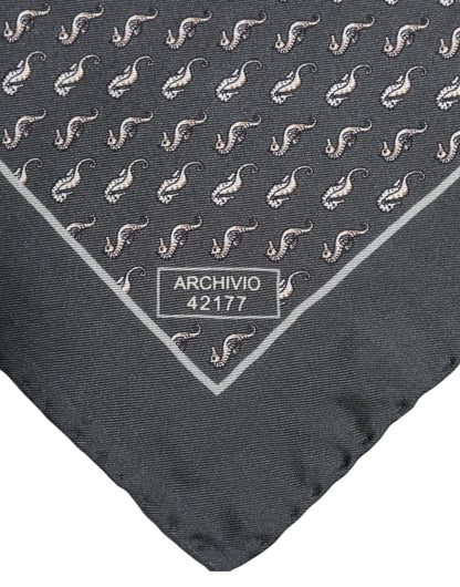 Dolce &amp; Gabbana Black Fish Print Silk Square Men Foulard Scarf