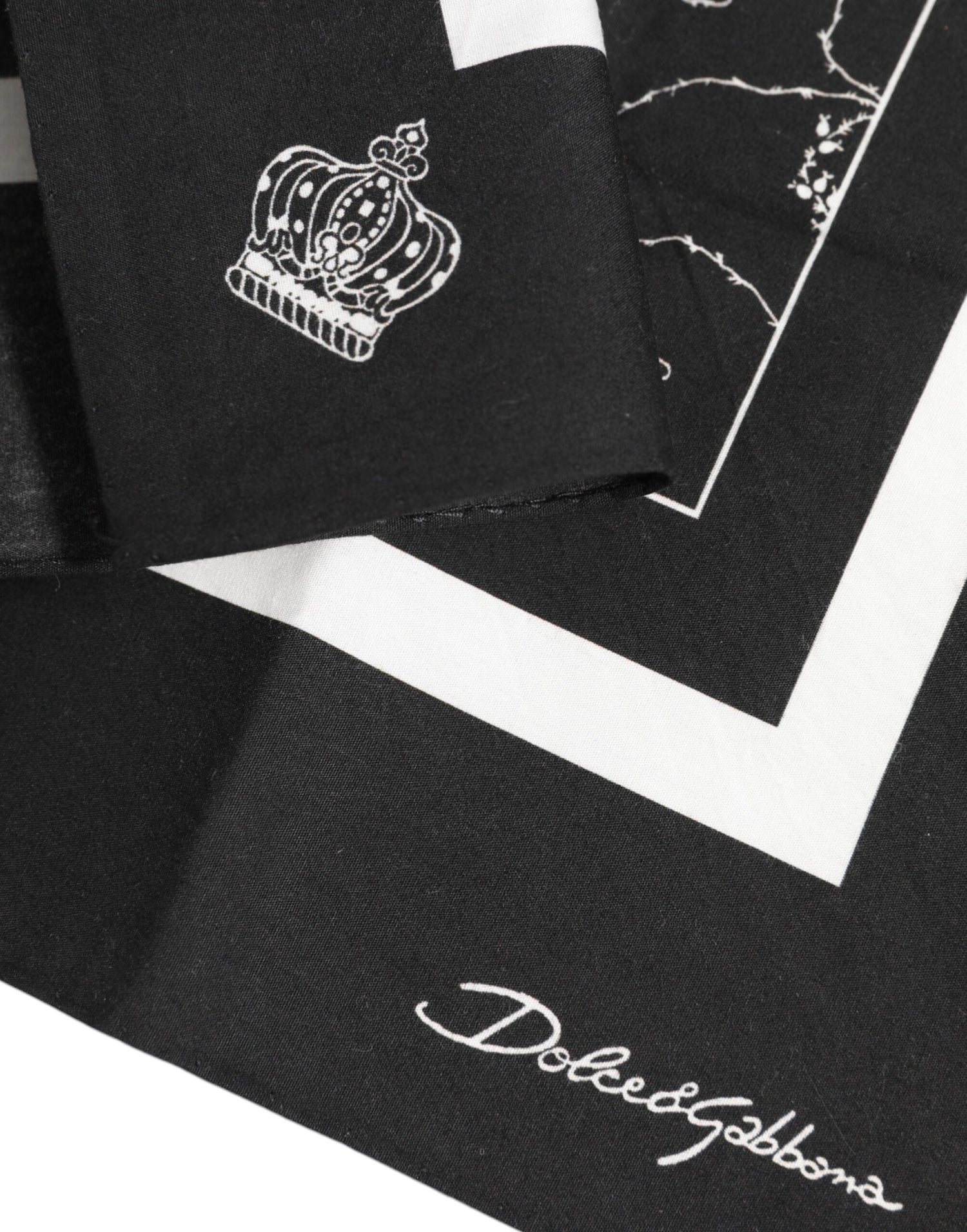 Dolce &amp;amp; Gabbana Svartvit Mönstrad Fyrkantig Herrhalsduk