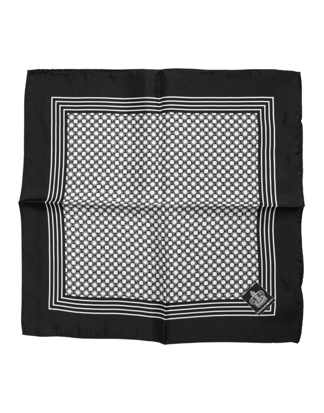 Dolce &amp; Gabbana Black White Patterned Square Men Foulard Scarf