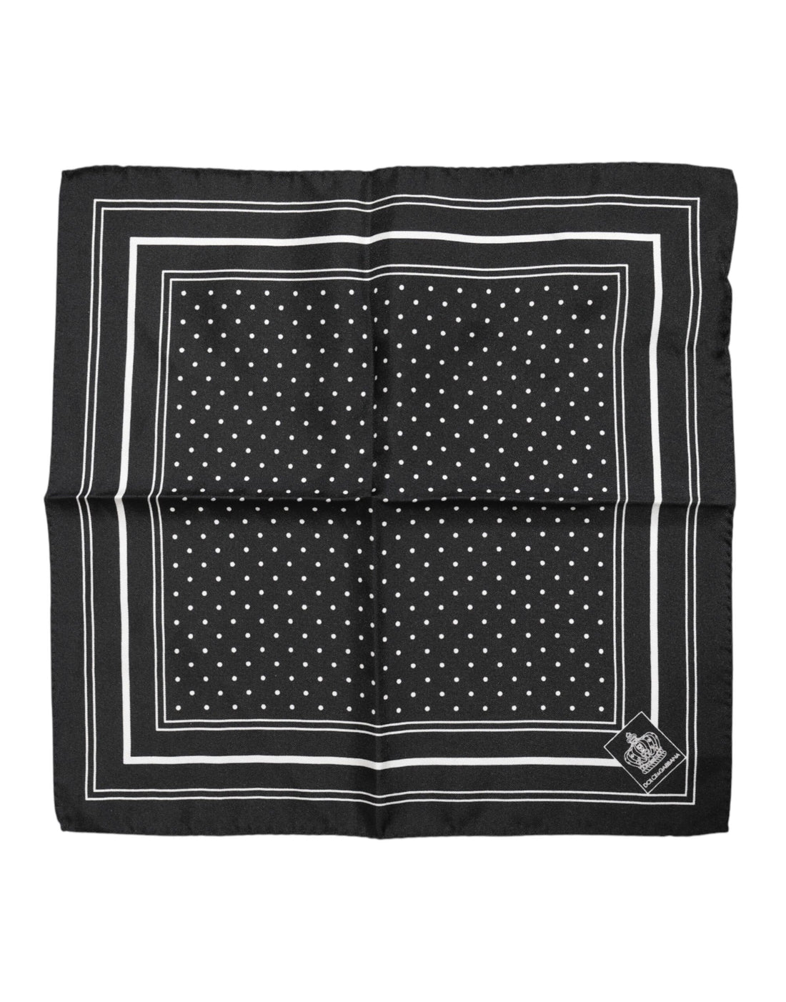 Dolce &amp; Gabbana Black White Polka Dot Men Foulard Scarf