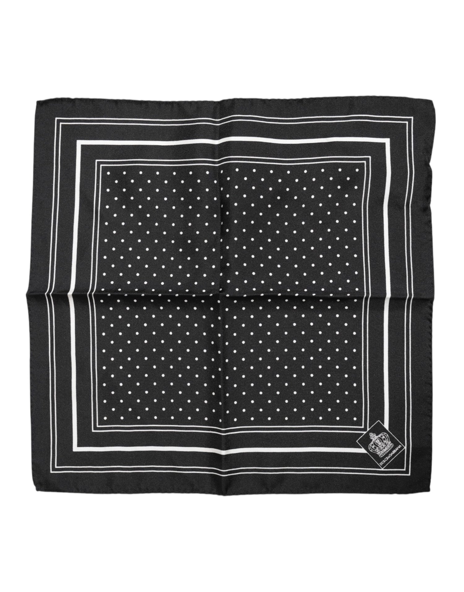 Dolce &amp; Gabbana Black White Polka Dot Men Foulard Scarf