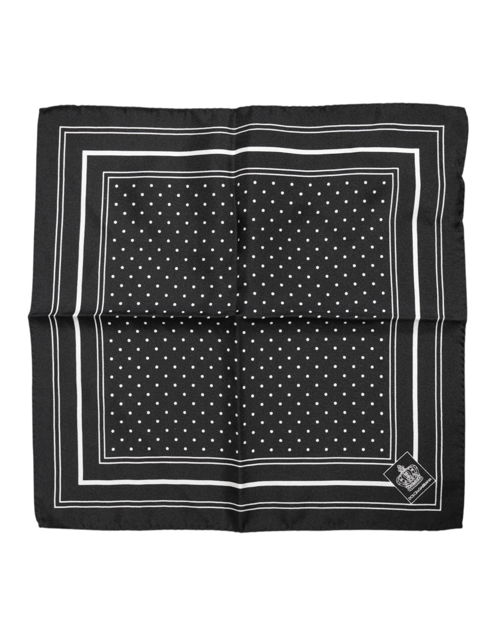 Dolce &amp; Gabbana Black White Polka Dot Men Foulard Scarf