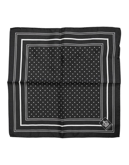 Dolce &amp; Gabbana Black White Polka Dot Men Foulard Scarf
