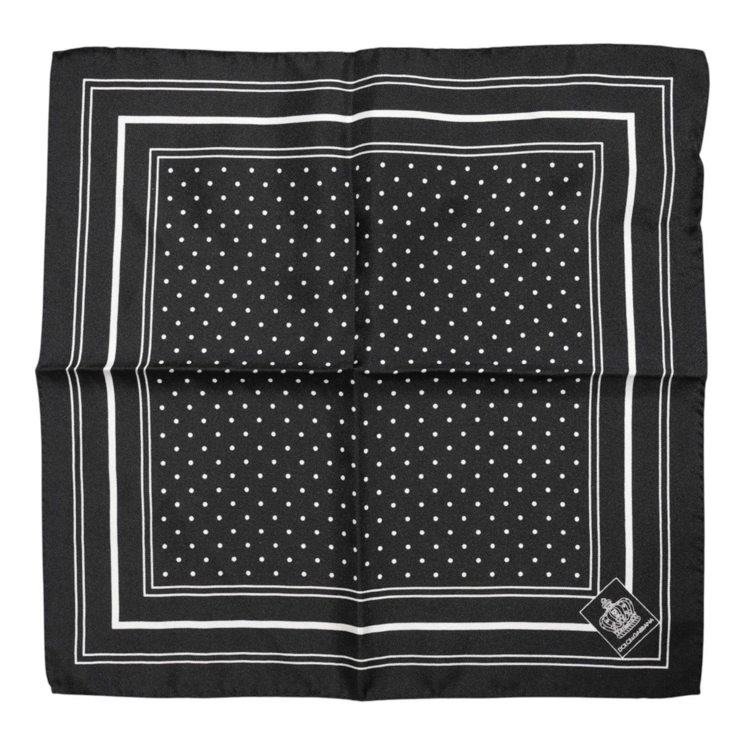 Dolce &amp; Gabbana Black White Polka Dot Men Foulard Scarf