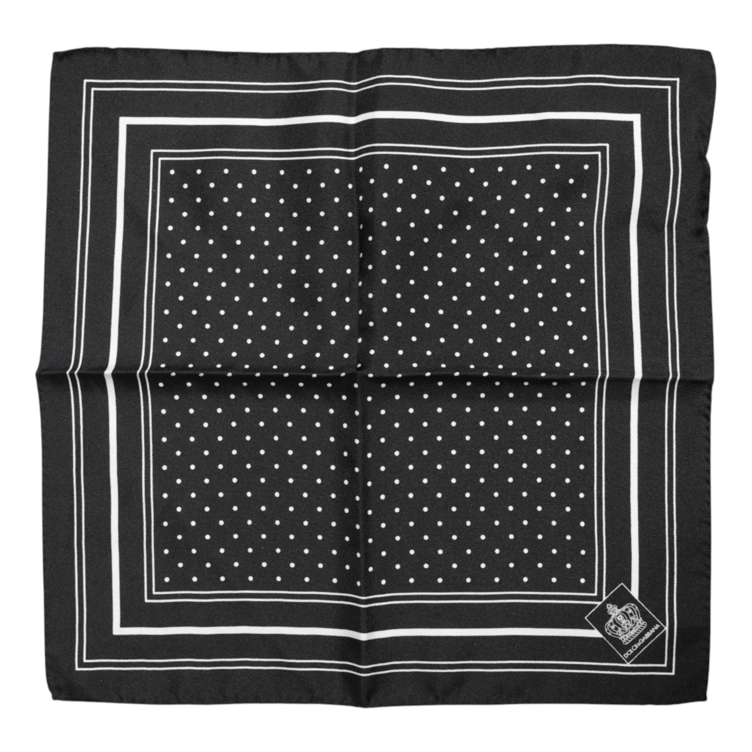 Dolce &amp; Gabbana Black White Polka Dot Men Foulard Scarf
