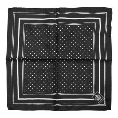 Dolce &amp; Gabbana Black White Polka Dot Men Foulard Scarf